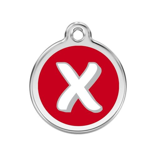 RED DINGO Hundemarke Alphabet | Buchstabe X Rot